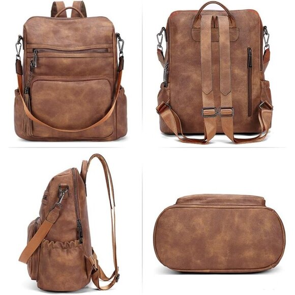 Women\'s 0-0 Two-toned Brown Fashion Designer Lady Shoulder Bags Backpack Purse